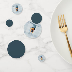 Teddy Bear Jean Baby Shower Blue Confetti