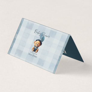 Teddy Bear Jean Baby Shower Blue Enclosure Card