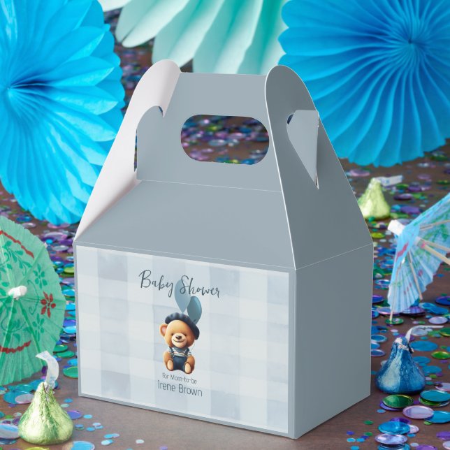 Teddy Bear Jean Baby Shower Blue Favor Box (Party)