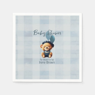 Teddy Bear Jean Baby Shower Blue Napkin