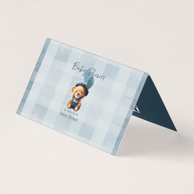 Teddy Bear Jean Baby shower Carte de boîtier bleu (Front)