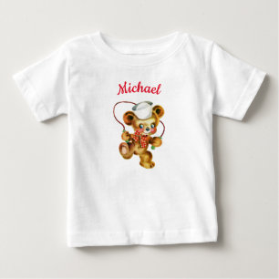 Teddy Bear jumping Rope personalized name Baby T-Shirt