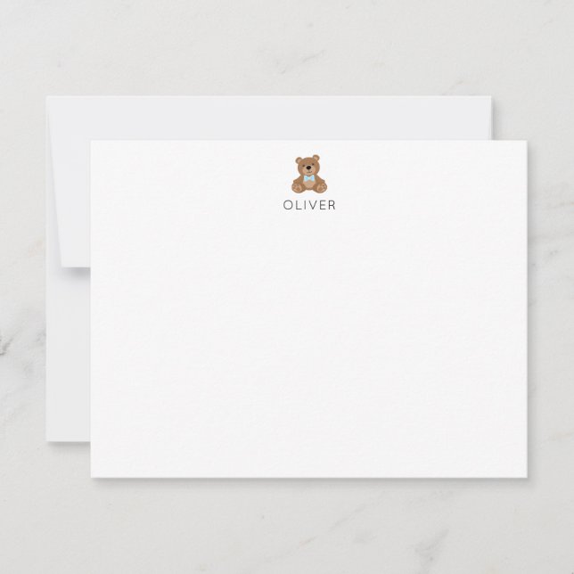 Teddy Bear Kids Personalized Stationery Flat Card (Front)