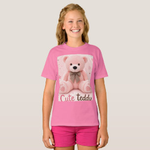 Teddy bear kids t-shirt pink teddy graphic tee.