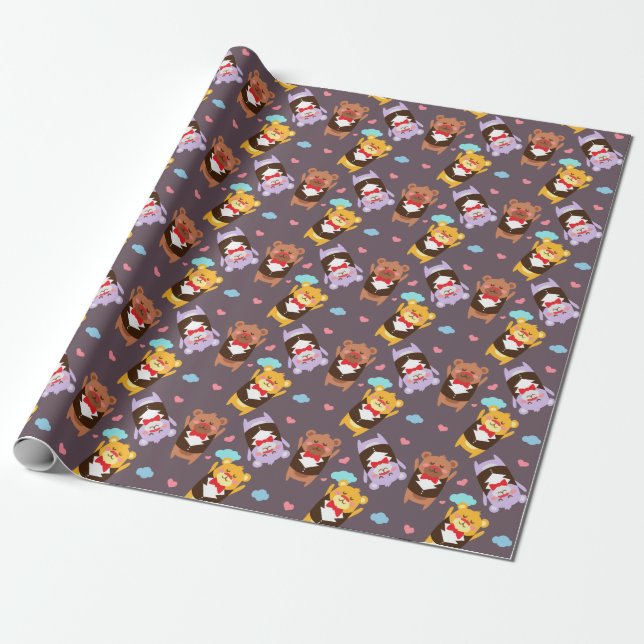 Teddy Bear Kids Wrapping Paper (Unrolled)