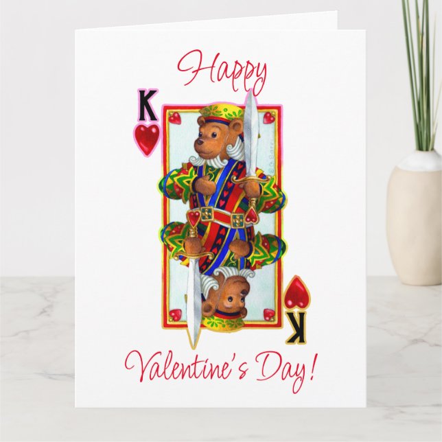 Teddy Bear King of Hearts  Card (Front)