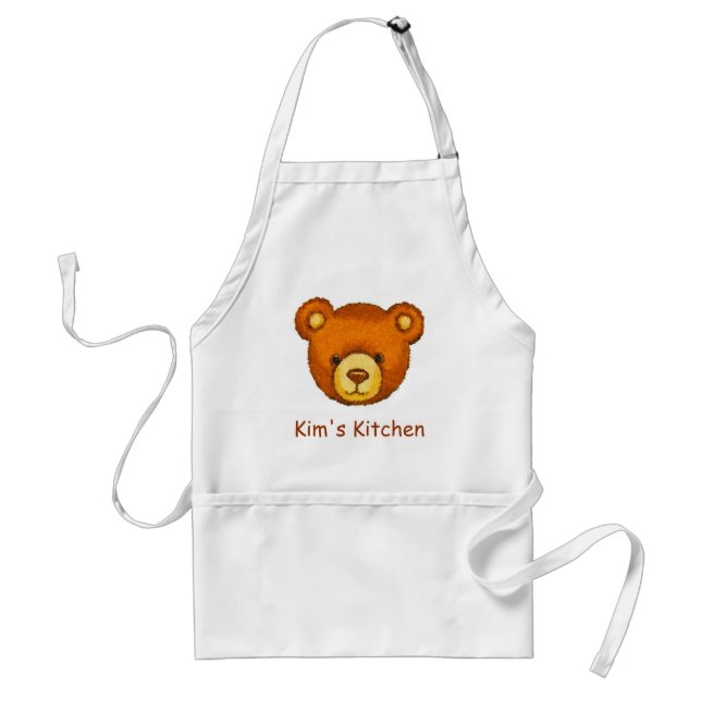 Teddy Bear Kitchen Apron ~ Custom Name (Front)