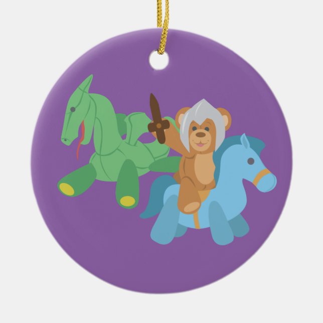 Teddy Bear Knight Ceramic Ornament (Front)