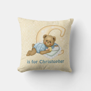 Teddy Bear Letter C Monogram - Customize Throw Pillow