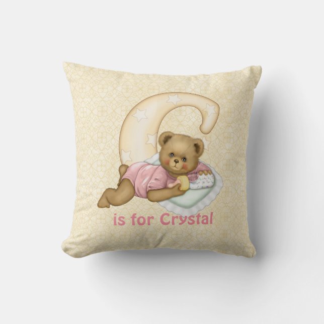 Teddy Bear Letter C Monogram - Customize Throw Pillow (Front)