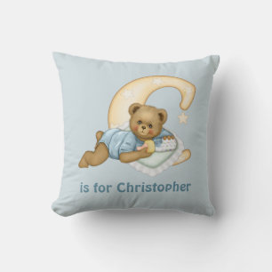 Teddy Bear Letter C Monogram -Customize Throw Pillow