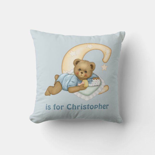 Teddy Bear Letter C Monogram -Customize Throw Pillow (Front)