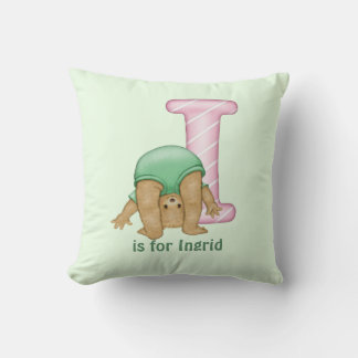 Teddy Bear Letter I Monogram Pillow
