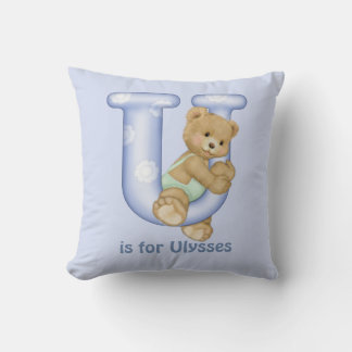 Teddy Bear Letter U Monogram Pillow