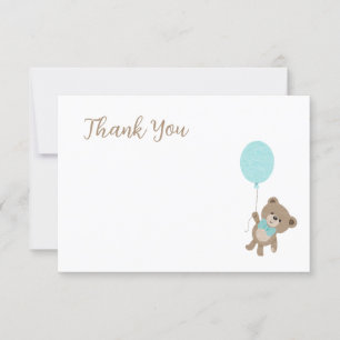 Teddy Bear Light Blue Baby Shower Thank You Card