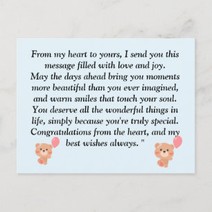 Teddy Bear Light Brown and Blue Boy Baby Shower In Postcard