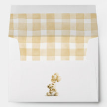 Teddy Bear Light Brown Gingham Check Pattern
