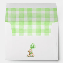 Teddy Bear Light Green Gingham Check Pattern