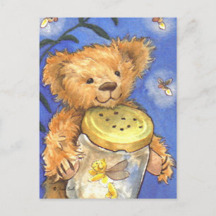 Teddy Bear lightening bug fireflies cute Postcard