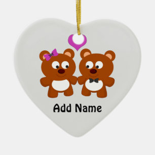 Teddy Bear Love Ceramic Ornament