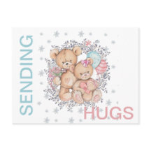 Teddy Bear LOVE Get Well SENDING HUGS Postcard
