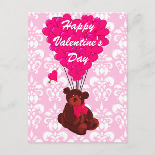 Teddy bear love heart Valentines Holiday Postcard