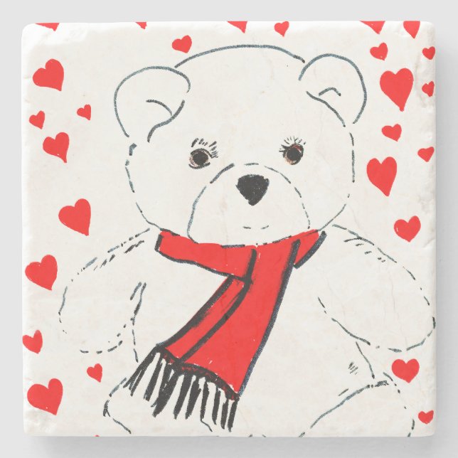 teddy bear love stone coaster (Front)