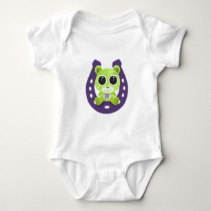 Teddy Bear - Lucky Green Baby Bodysuit