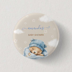 Teddy Bear Minimal Rustic 1 Inch Round Button