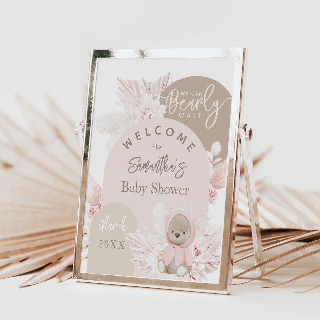 Teddy Bear Modern Boho Girl Baby Shower Foam Board Poster (Creator Uploaded)