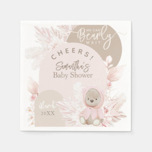 Teddy Bear Modern Boho Girl Baby Shower Napkin