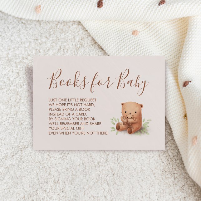 Teddy Bear Mom with Baby Shower Books Enclosure Card (Creator Uploaded)