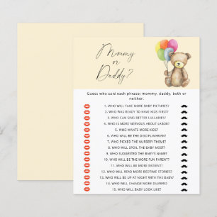 Teddy Bear - mommy or daddy baby shower game