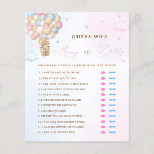 Teddy Bear Mommy or Daddy Gender Reveal Game
