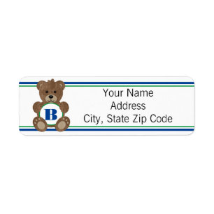 Teddy Bear Monogram Return Address Label