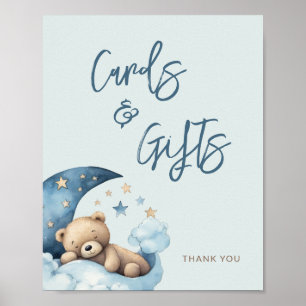 Teddy Bear Moon Baby Shower Cards & Gifts  Poster