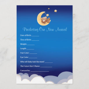 Teddy Bear Moon Baby Shower Prediction Card