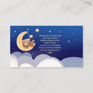 Teddy Bear Moon Blue Baby Shower Book Request Enclosure Card
