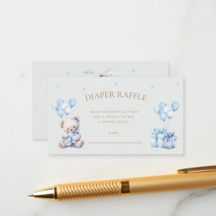 Teddy Bear Moon Diaper Raffle Ticket Enclosure Card