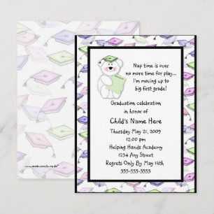 Teddy Bear Mortar Board Graduation Invitation