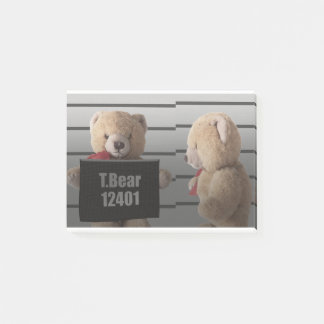 Teddy bear mugshot post-it notes