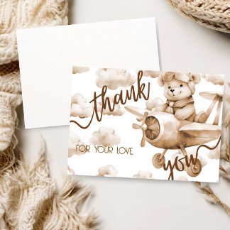 TEDDY BEAR NEUTRAL BABY SHOWER THANK YOU CARD