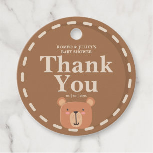Teddy Bear Neutral Colors Thank You Tag