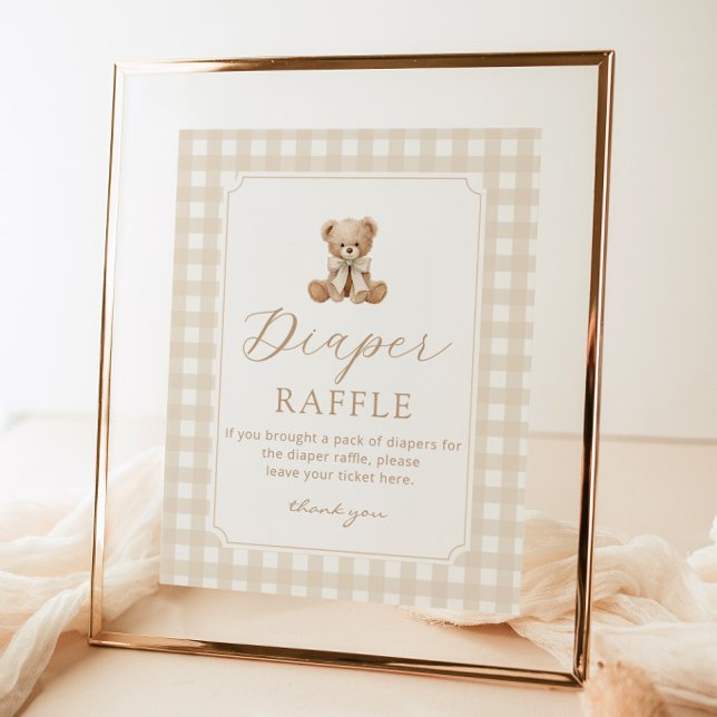 Teddy Bear Neutral Diaper raffle Gingham Poster (Creator Uploaded)
