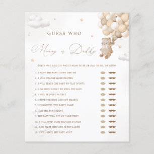 Teddy Bear Neutral Mommy or Daddy Baby Shower Game