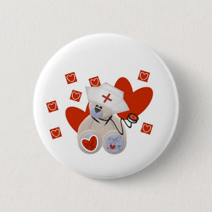 Teddy Bear Nurse Love Tshirts and Gifts 2 Inch Round Button