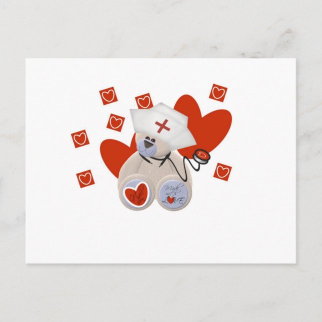 Teddy Bear Nurse Love Tshirts and Gifts Postcard (Front)