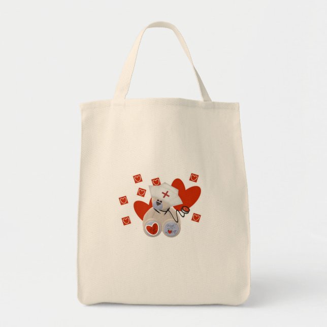 Teddy Bear Nurse Love Tshirts and Gifts Tote Bag (Front)