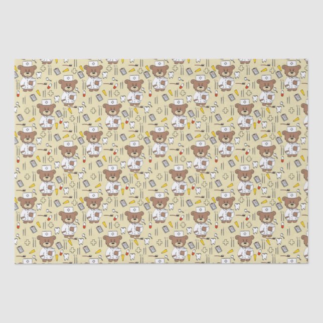 Teddy Bear Nurse  Tissue Paper (Front)