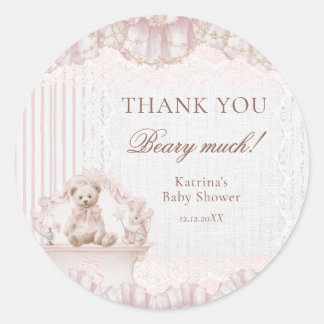 Teddy Bear Nursery Theme Baby Shower Thank you Classic Round Sticker